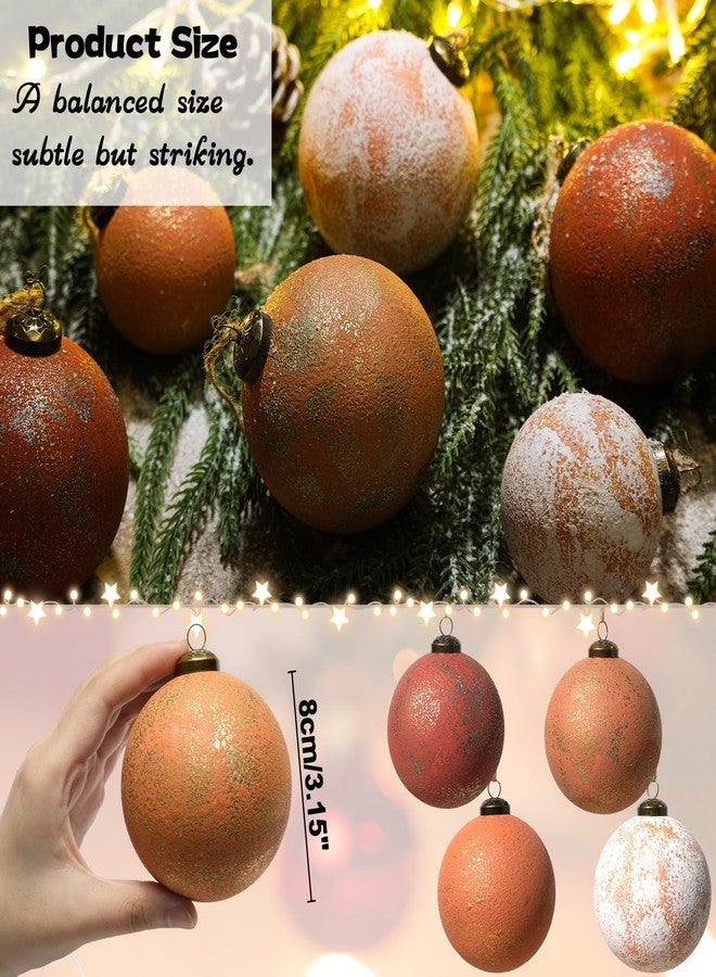 Bornerwhite 12 Pcs 3.15'' Large Rustic Vintage Neutral Textured Farmhouse Brown 2025 Christmas Ornaments Ball for Christmas Tree Decor,Boho Orange Copper Hanging Xmas Ornaments Shatterproof Ball for Home Decor - Image 3